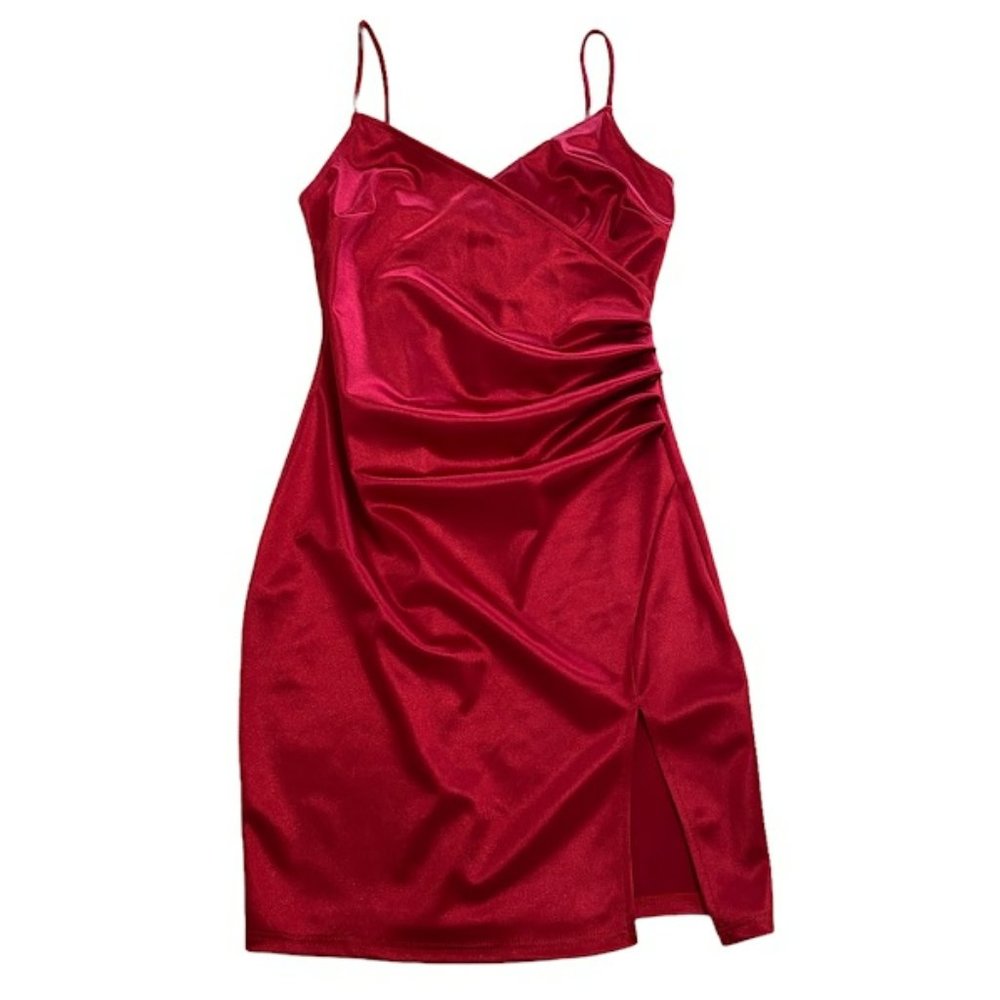 NWOT Blue Blush Red Satin Mini Dress